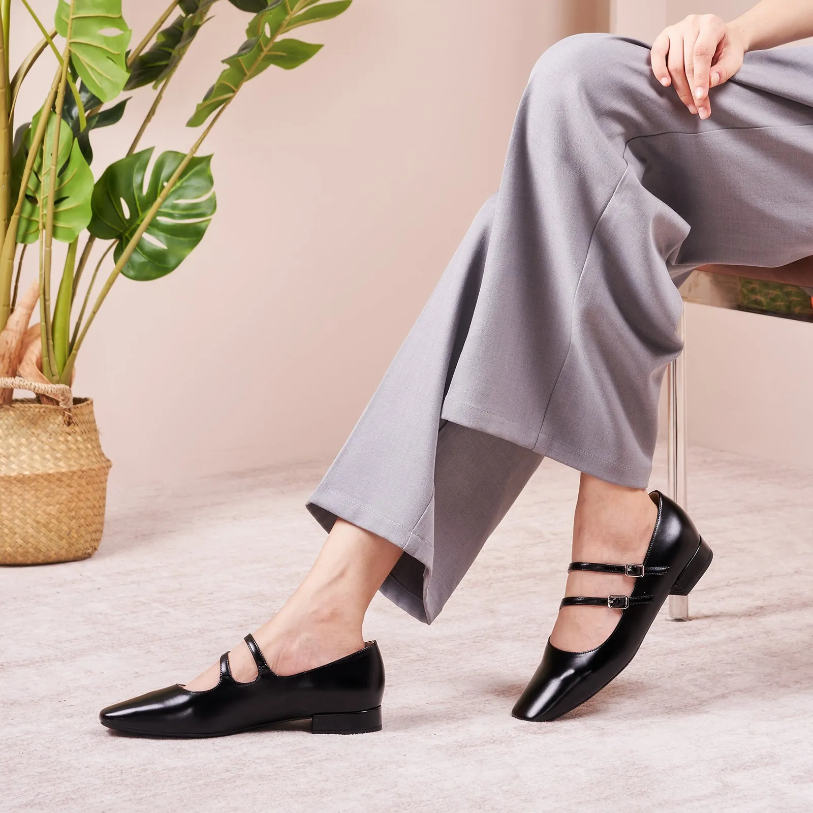 Double-Straps Block Heel Mary Jane (Alyssa A）