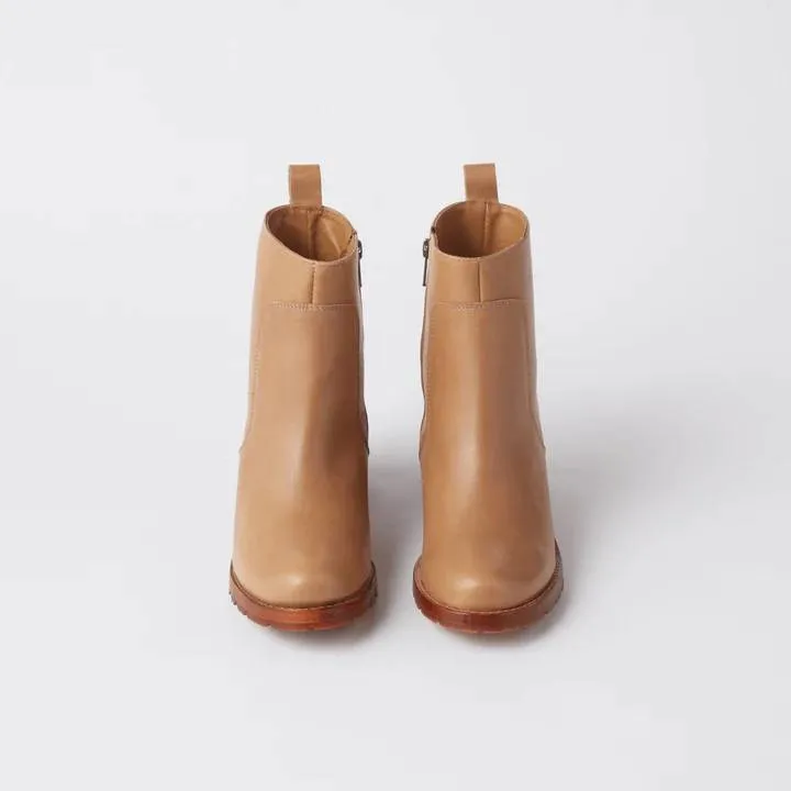 Ester Zip Up Bootie - Clay- Women