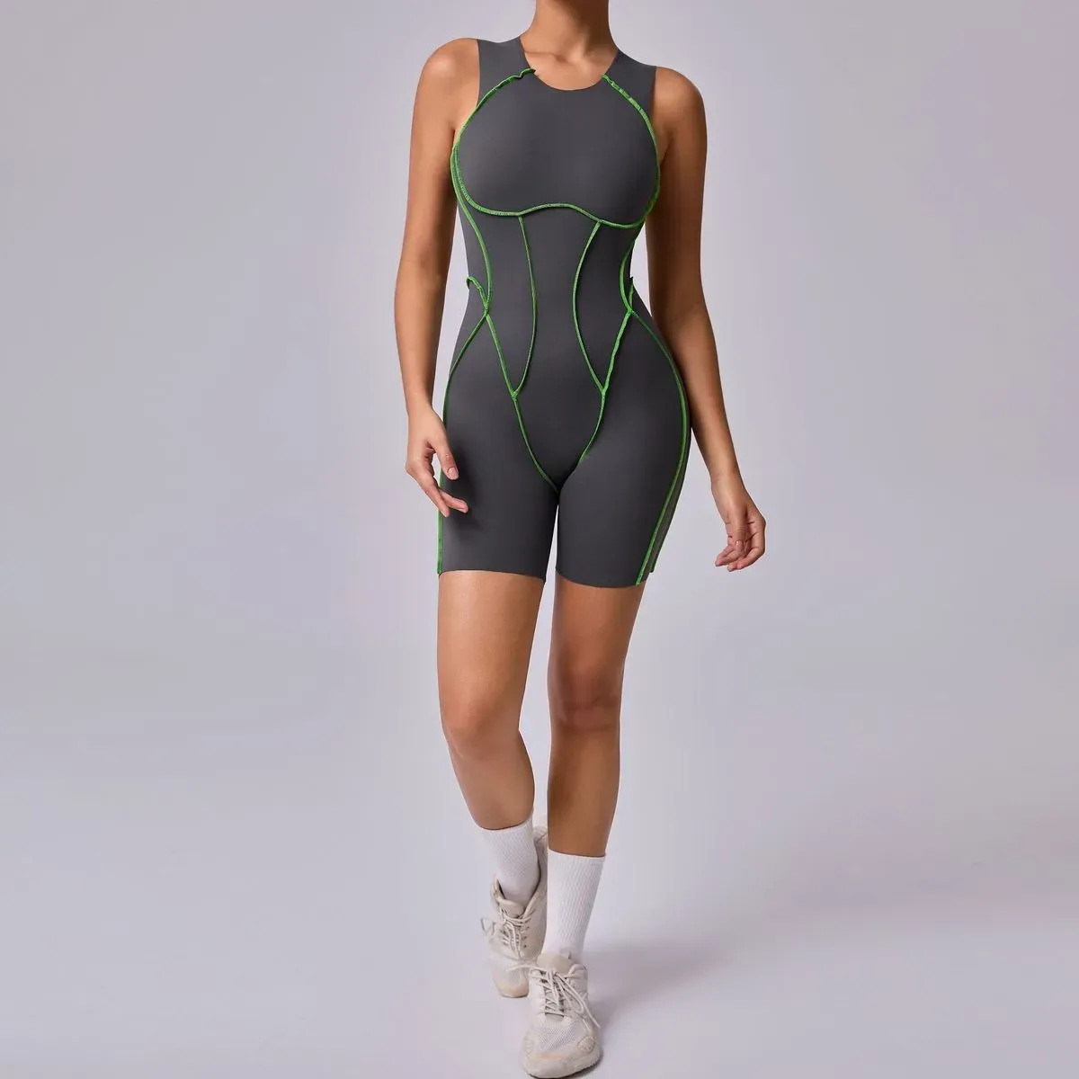 Evie Seamless Open-Back Contour Workout Romper