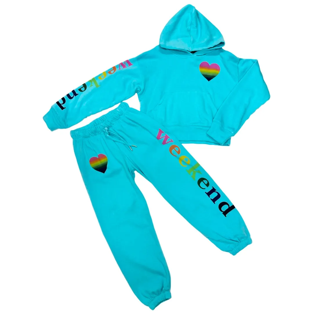 FBZ Rainbow Heart Weekend Aqua Joggers