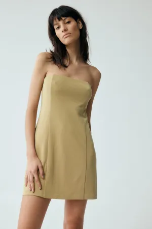 FORM STRAPLESS MINI DRESS | KHAKI