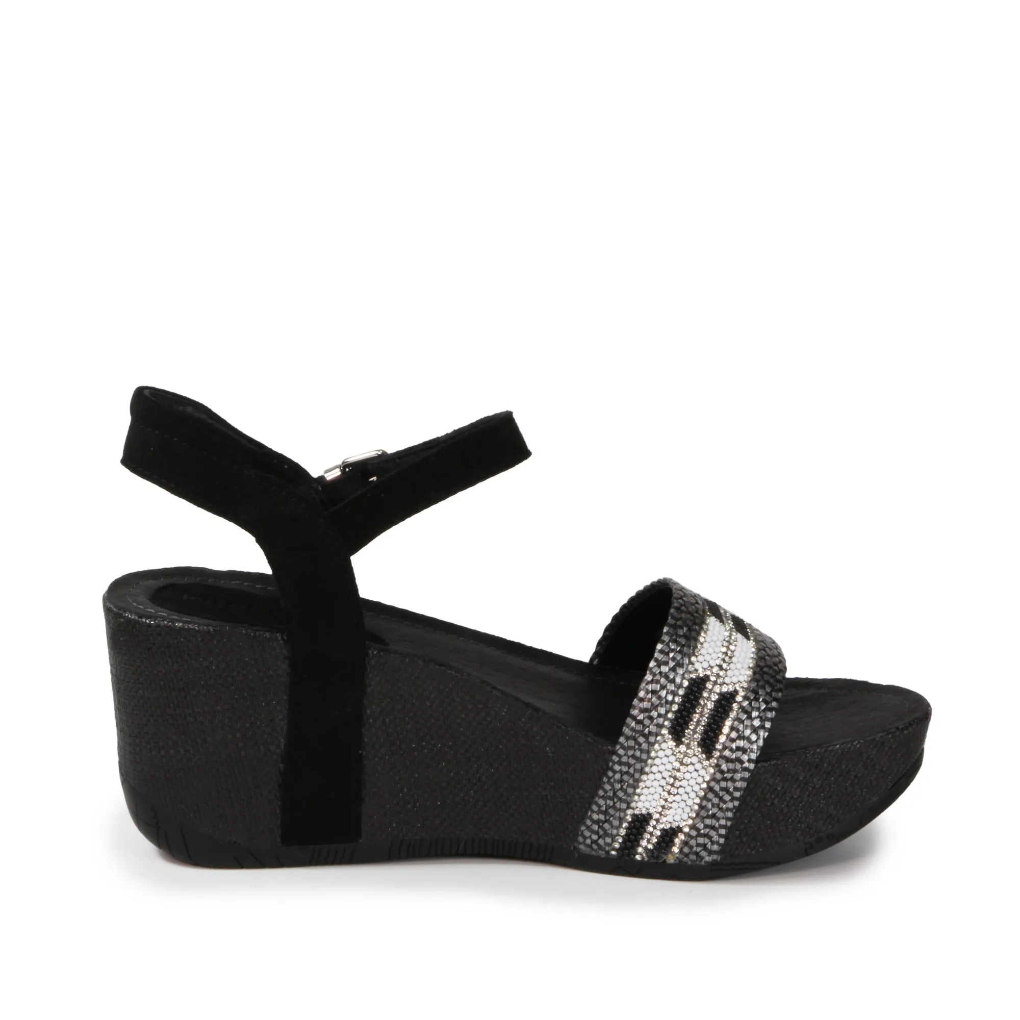 Formentera Glitter Wedge Sandals (Nero)