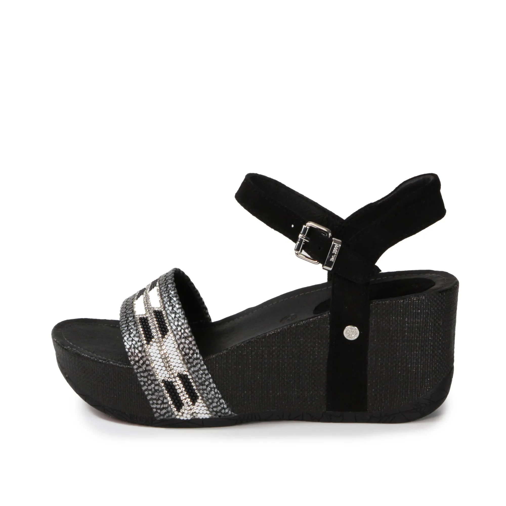 Formentera Glitter Wedge Sandals (Nero)