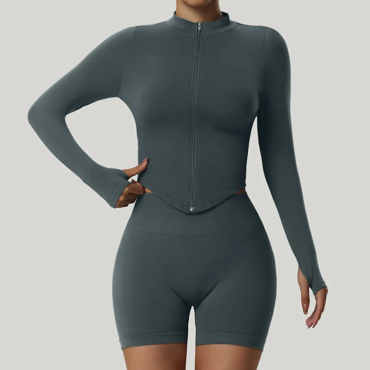 Gala Long Sleeve Zip-Up Contour Top
