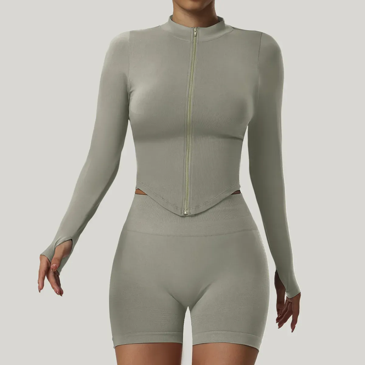 Gala Long Sleeve Zip-Up Contour Top