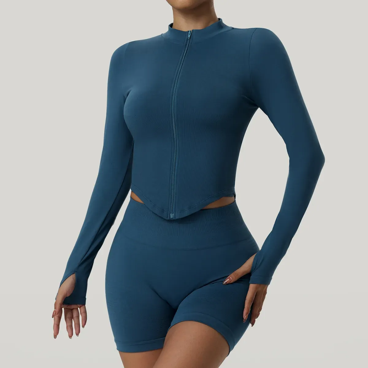 Gala Long Sleeve Zip-Up Contour Top