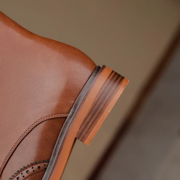 Genuine Leather Classic Style Low Heel Winter Boots