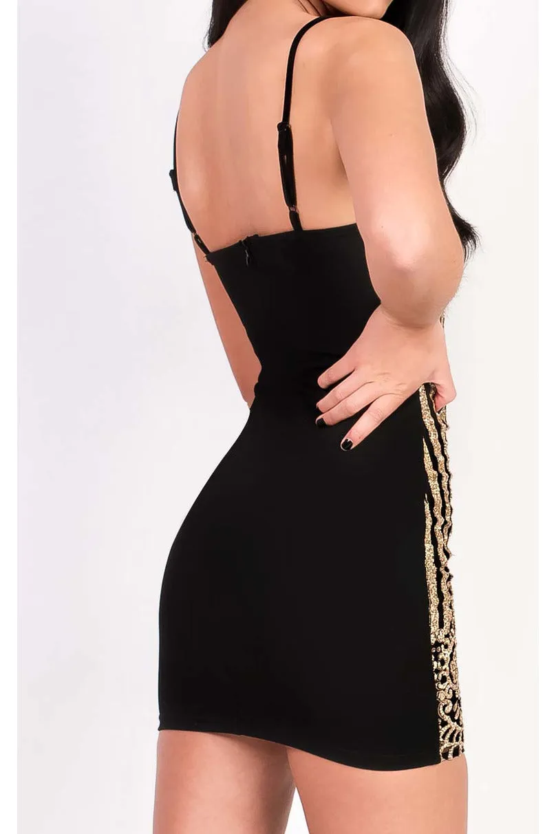 Glitter Bodycon Dress in Black