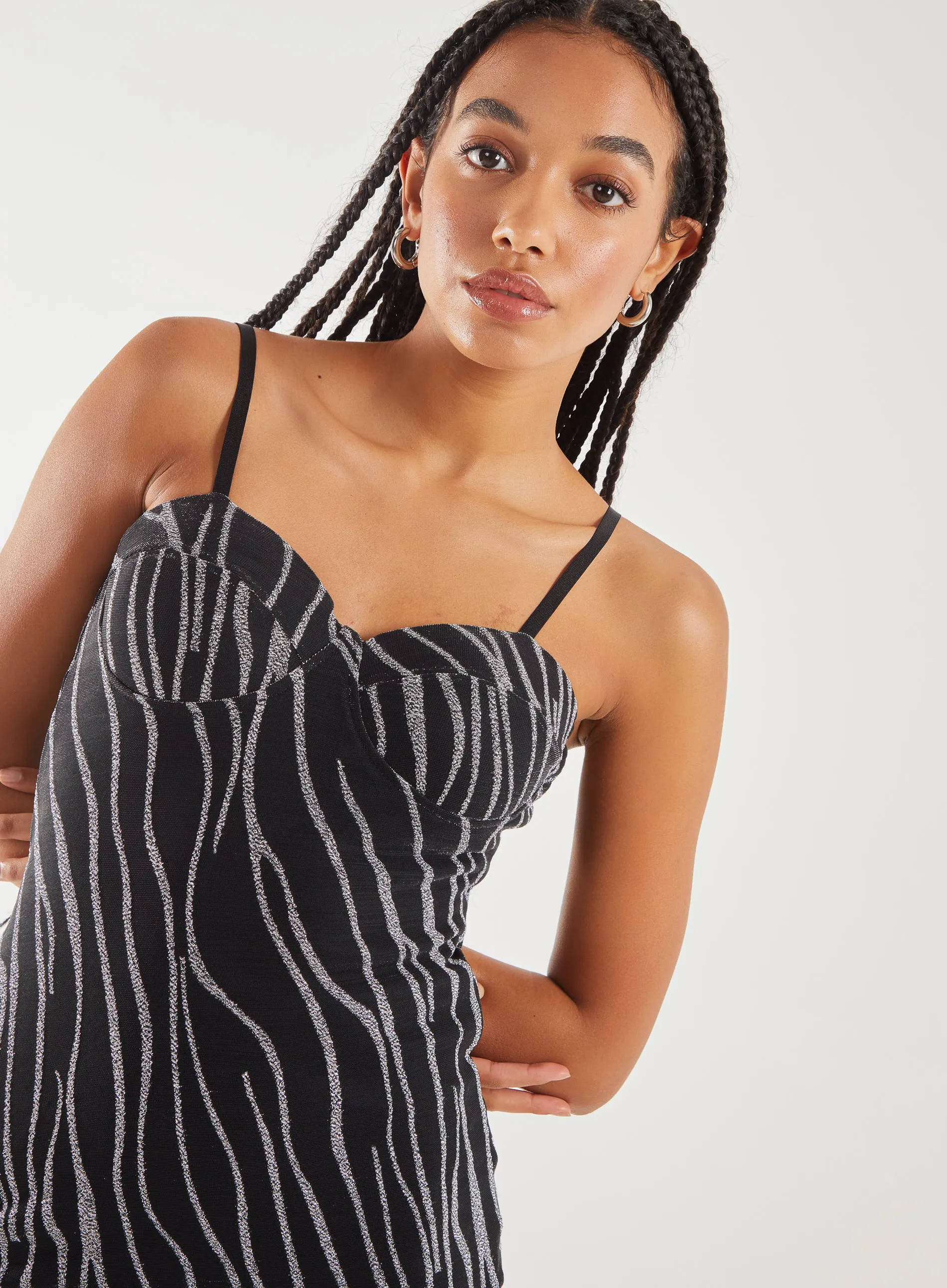 Glitter Zebra Bodycon Dress