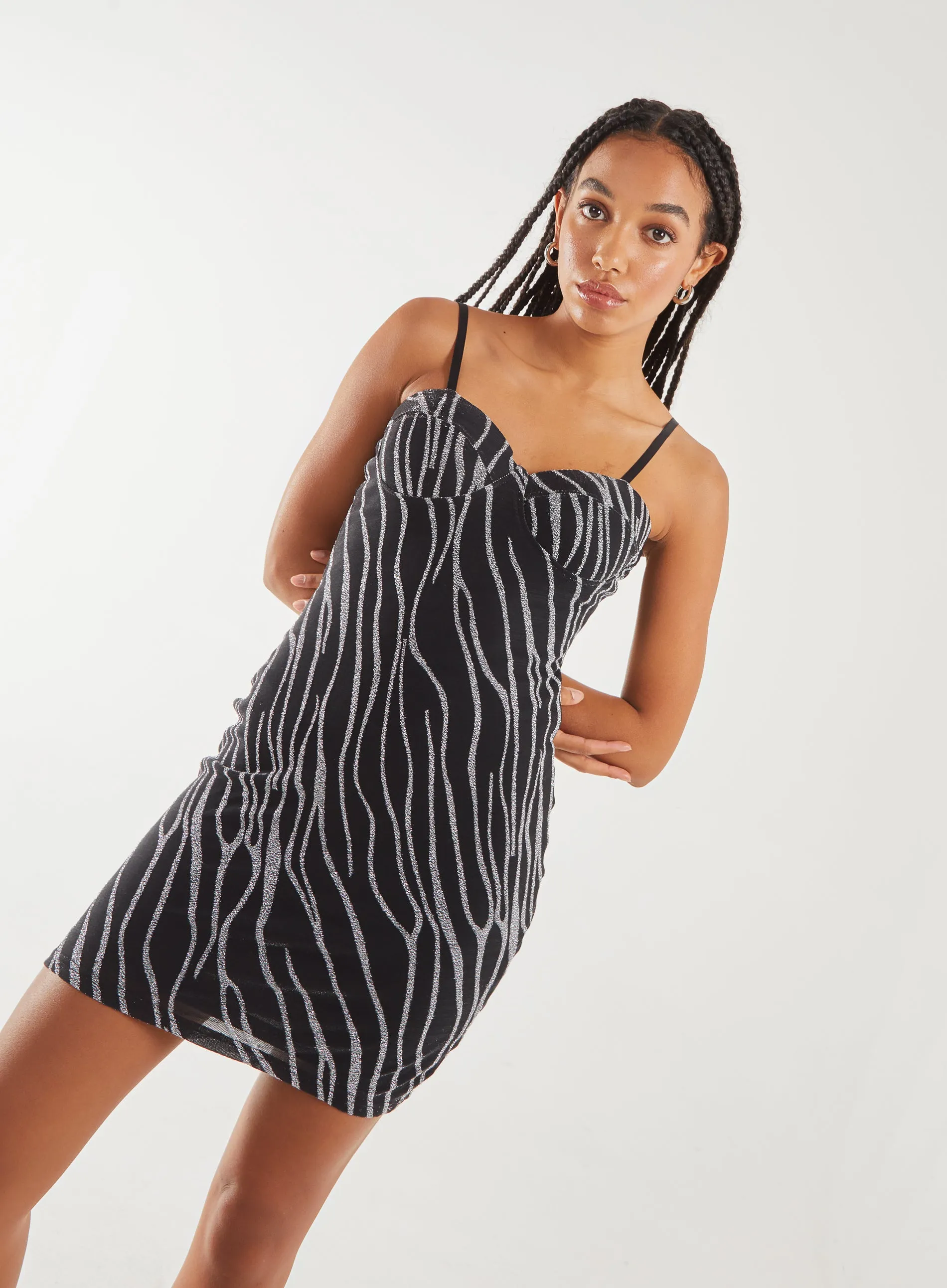 Glitter Zebra Bodycon Dress