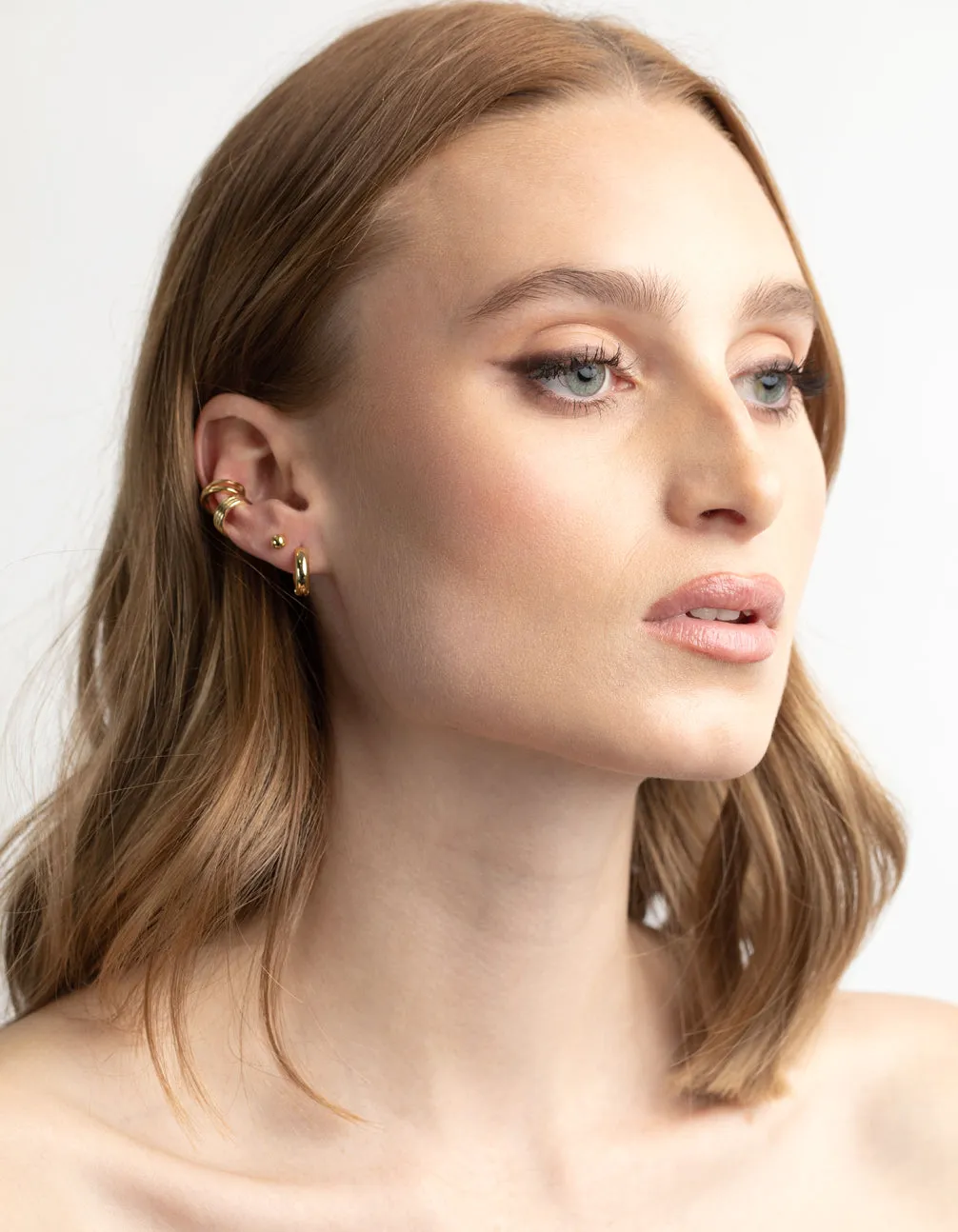 Gold Plated Basic Huggie & Cuff Earrings 8-Pack