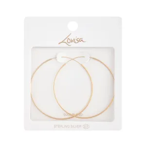 Gold Plated Sterling Silver Fine 60mm Hoop