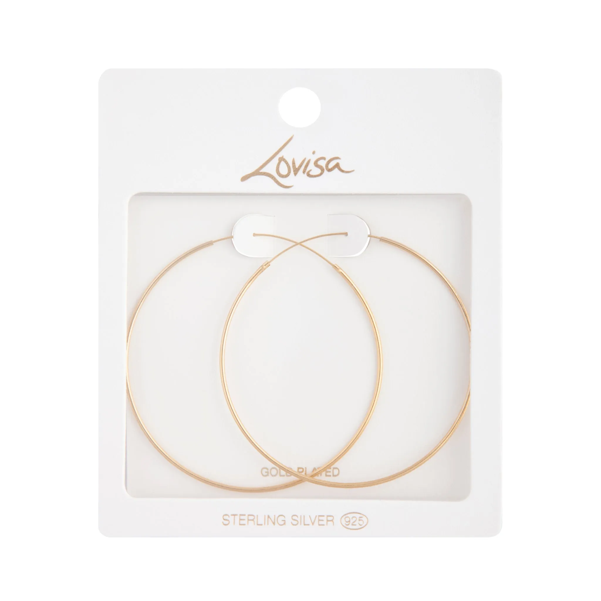 Gold Plated Sterling Silver Fine 60mm Hoop