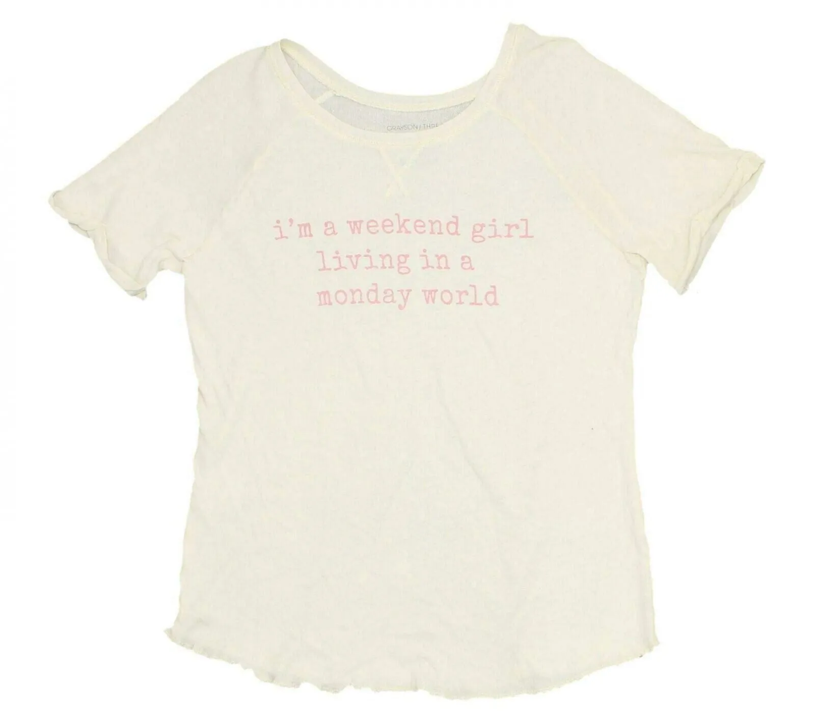 Grayson Threads Women's WEEKEND GIRL Lettuce Edge Roll Sleeve Graphic T-Shirt
