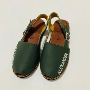 Guah Ebanas Kids Sandal Green Leather Handmade Size 30 (US 12.5) New