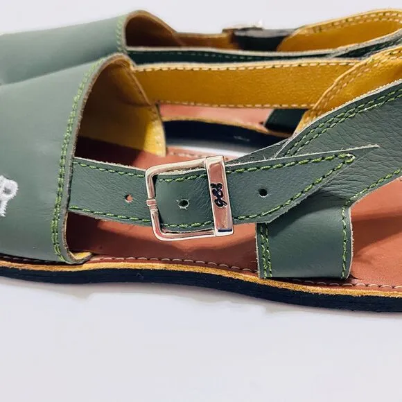 Guah Ebanas Kids Sandal Green Leather Handmade Size 30 (US 12.5) New