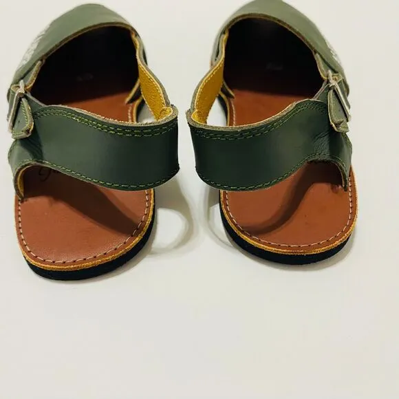 Guah Ebanas Kids Sandal Green Leather Handmade Size 30 (US 12.5) New