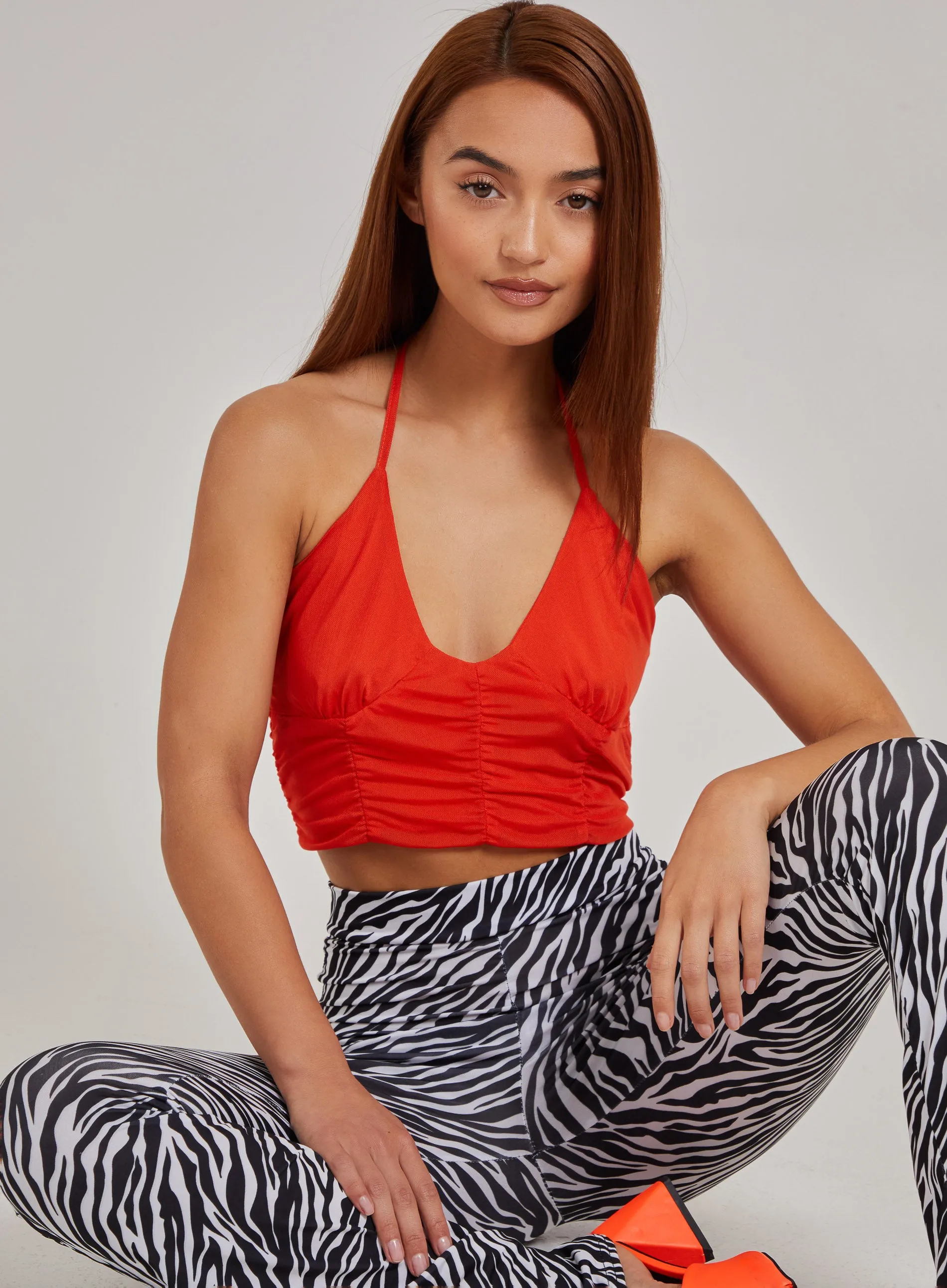 Halterneck Cross Over Mesh Bralette