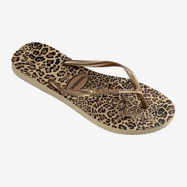 Havaianas Slim Animals Sand Gold Leopard