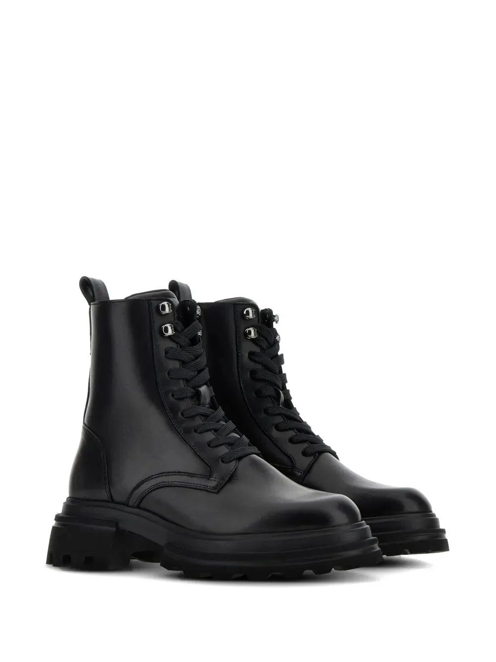Hogan leather combat ankle boots