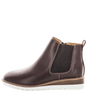 Just Bee Coach Leather Ankle Boots Chocolate