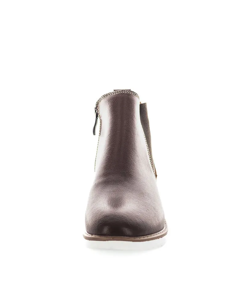 Just Bee Coach Leather Ankle Boots Chocolate