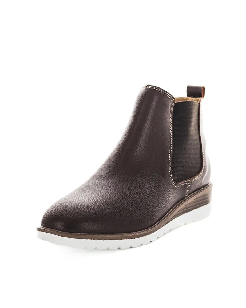 Just Bee Coach Leather Ankle Boots Chocolate