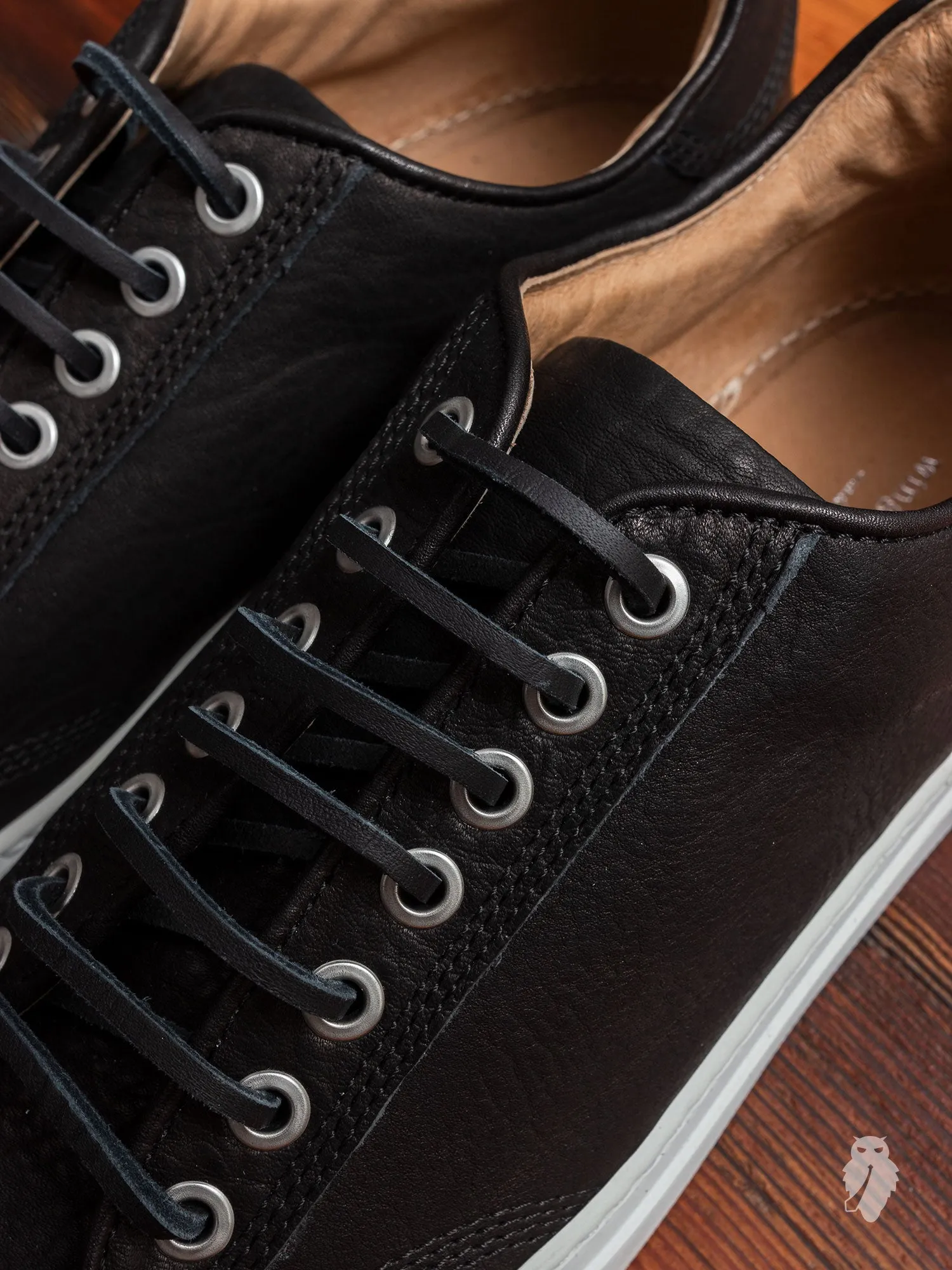 Leather Low-Top Sneaker in Black