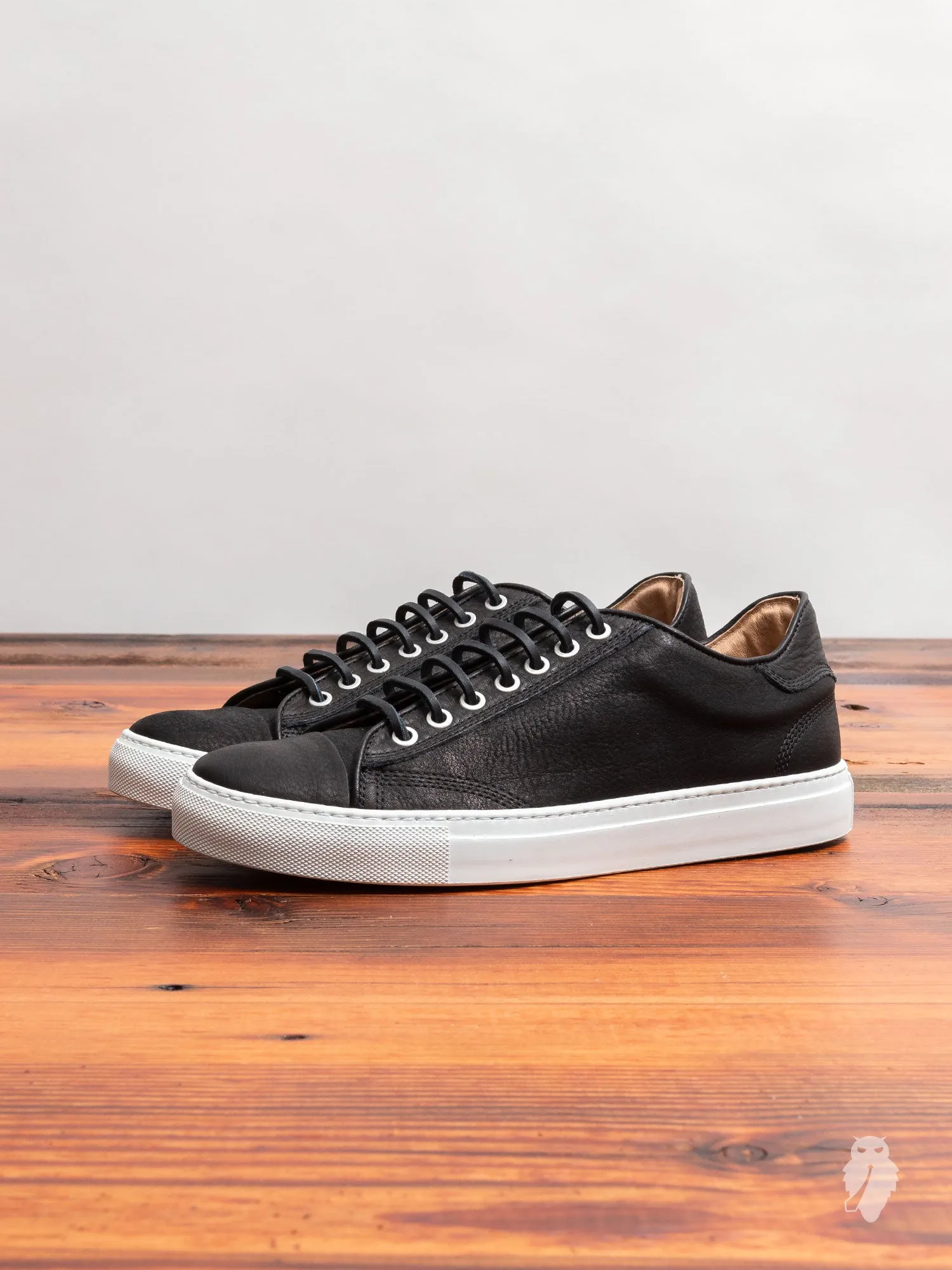 Leather Low-Top Sneaker in Black