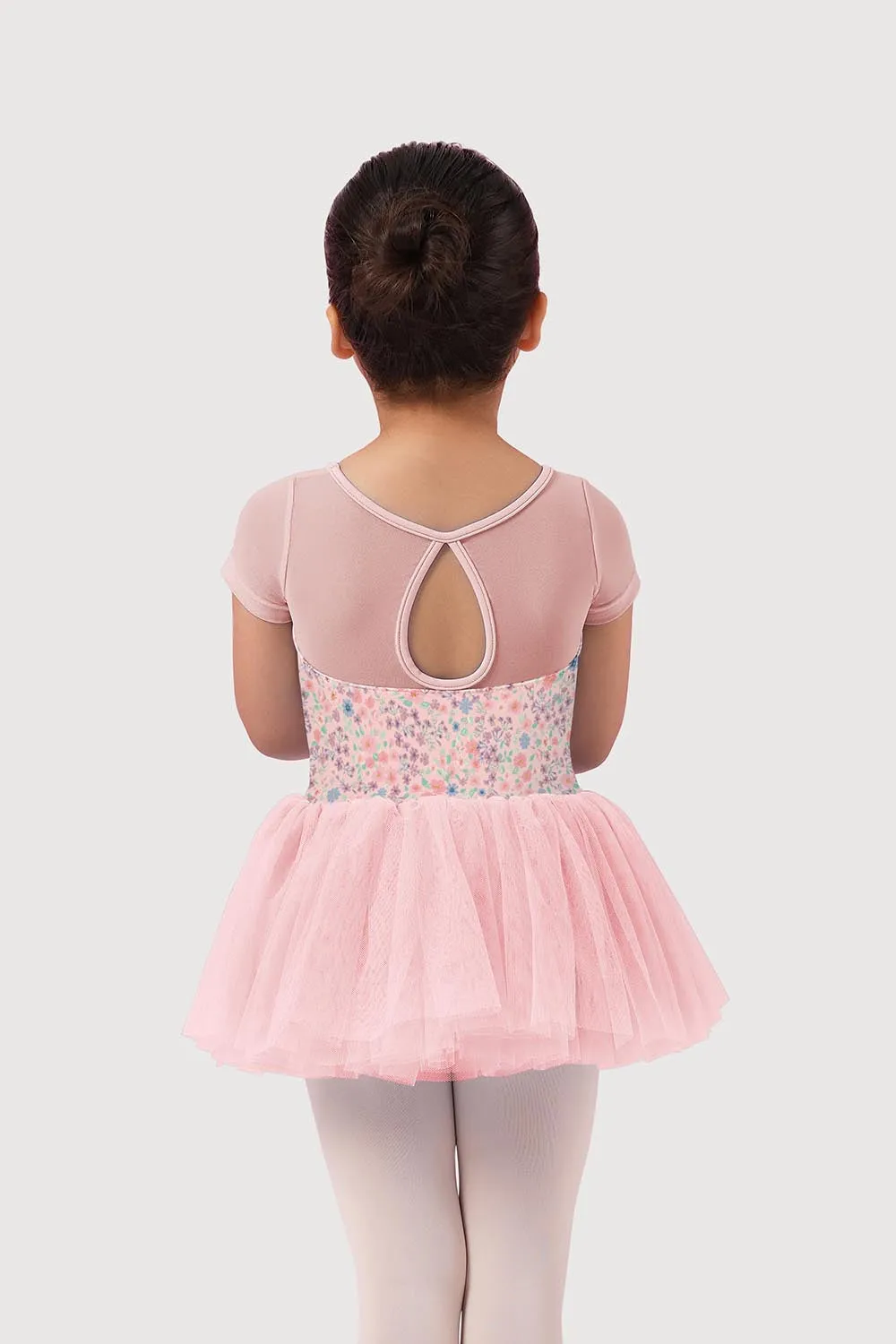 LM51554G - Mirella Ditsy Floral Mesh Cap Sleeve Girls Tutu Dress
