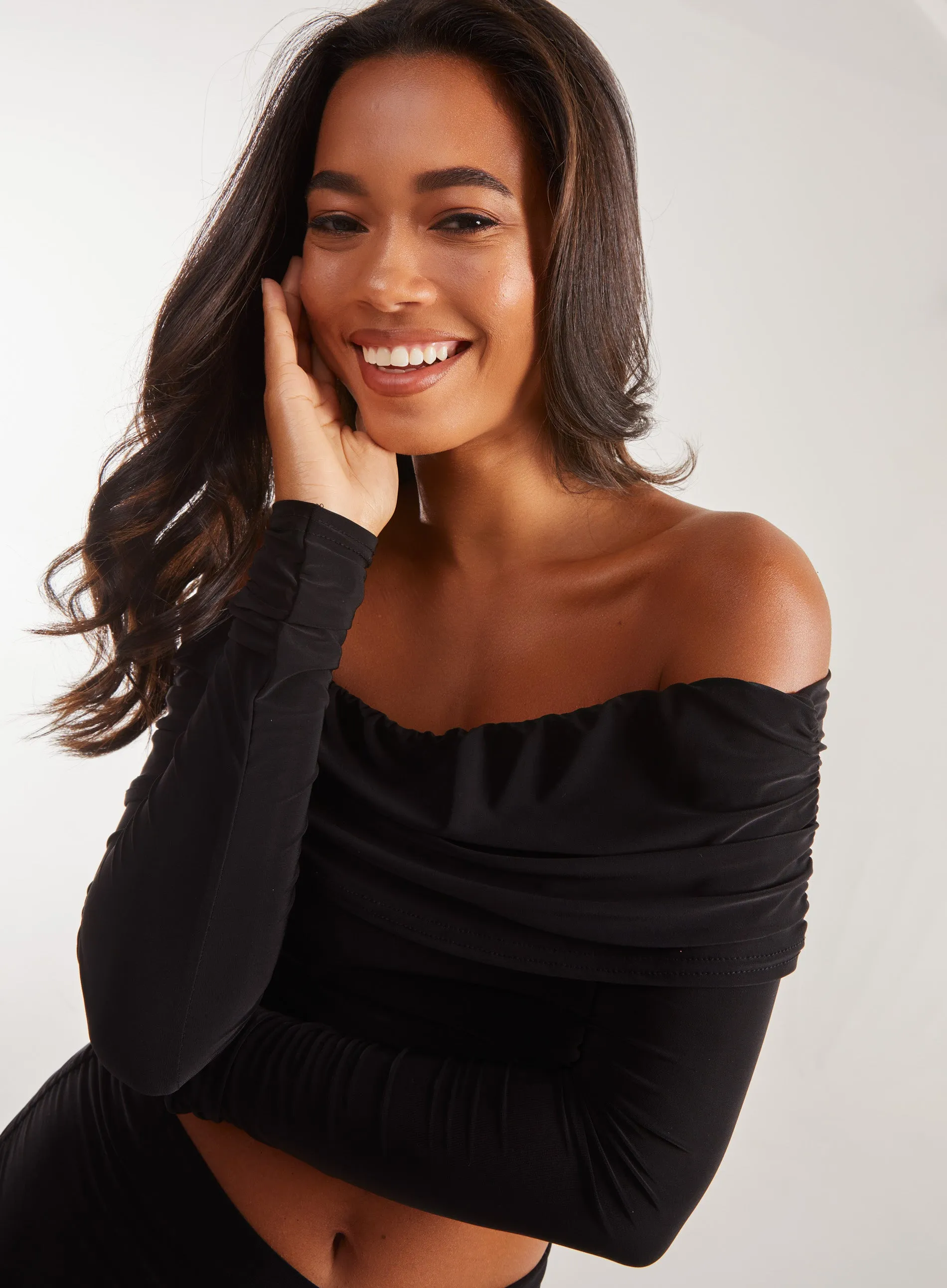 Long Sleeve Slinky Bardot Top