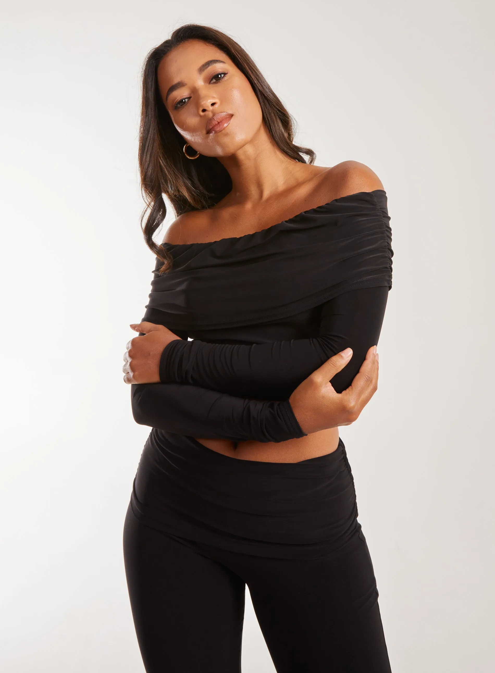 Long Sleeve Slinky Bardot Top