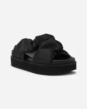 Low Flatform Ruched Sandal - Black