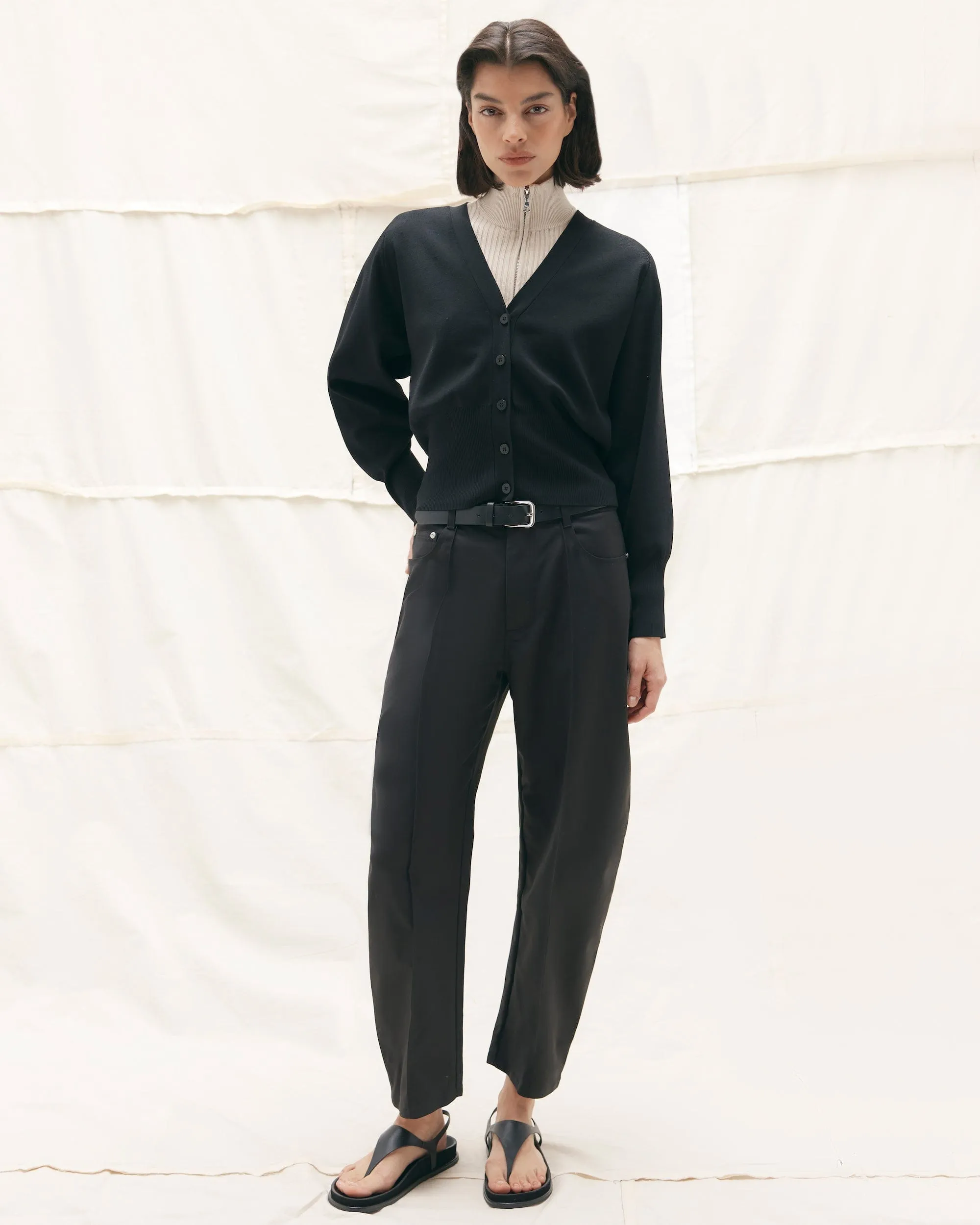 Lucy Pintuck Barrel-Leg Pant