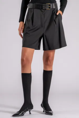 Max Mara Weekend Bermuda 100% Lana Vergine Nero