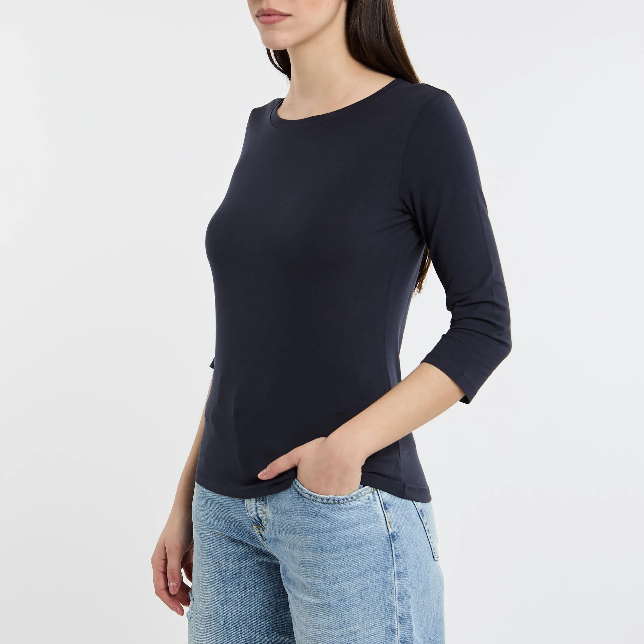 Max Mara Weekend T-Shirt 34 Blu in Cotone/Elastane