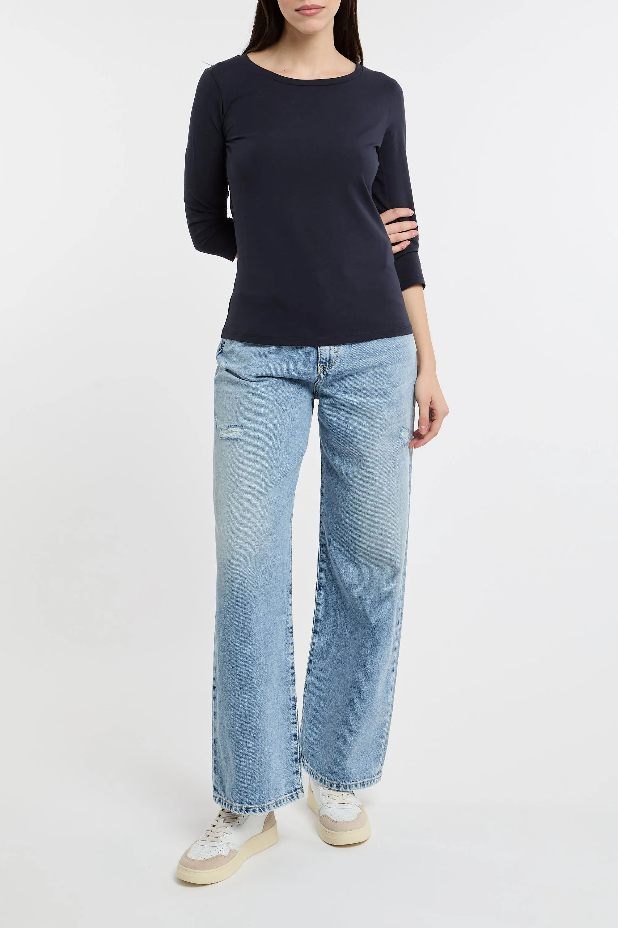 Max Mara Weekend T-Shirt 34 Blu in Cotone/Elastane