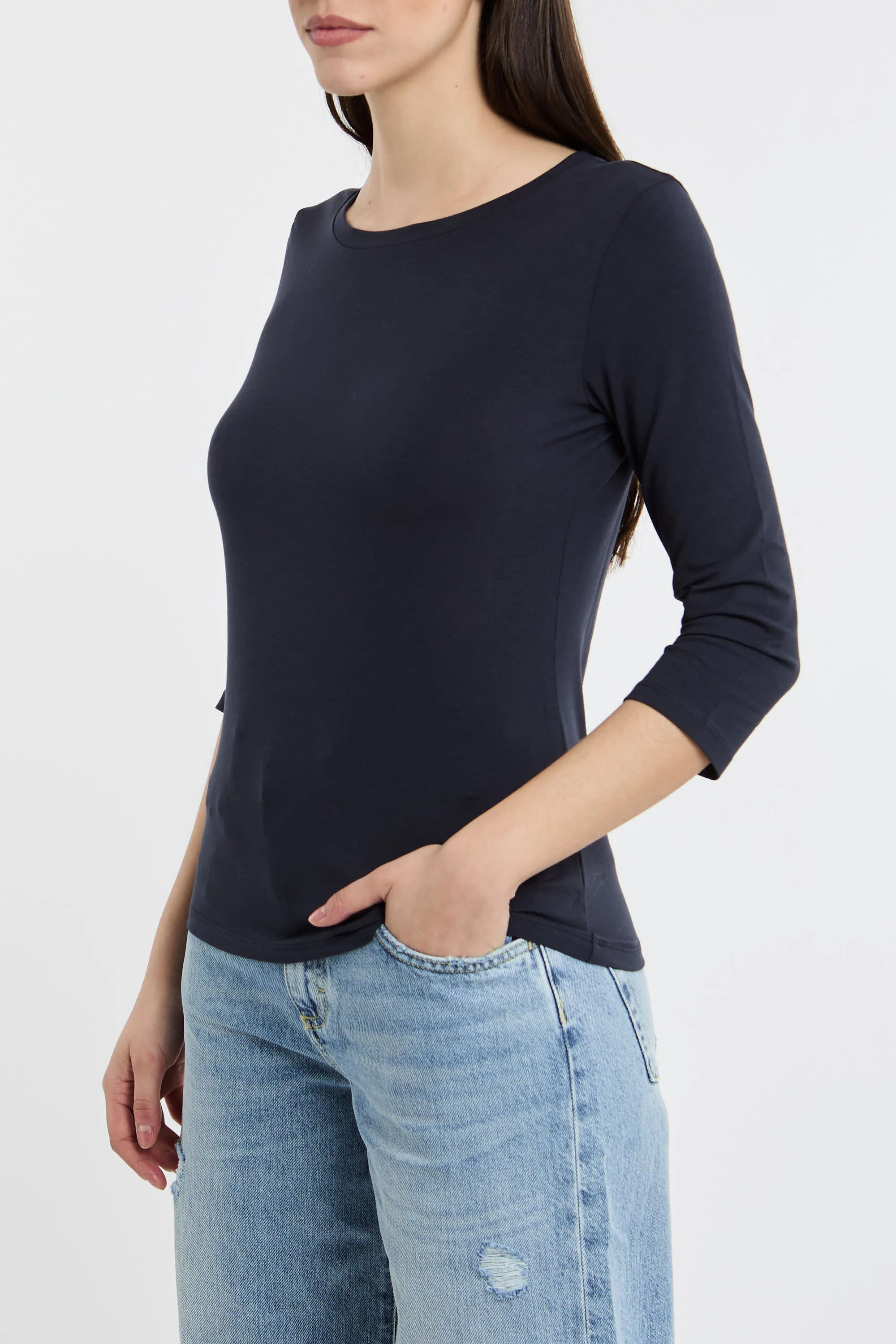 Max Mara Weekend T-Shirt 34 Blu in Cotone/Elastane