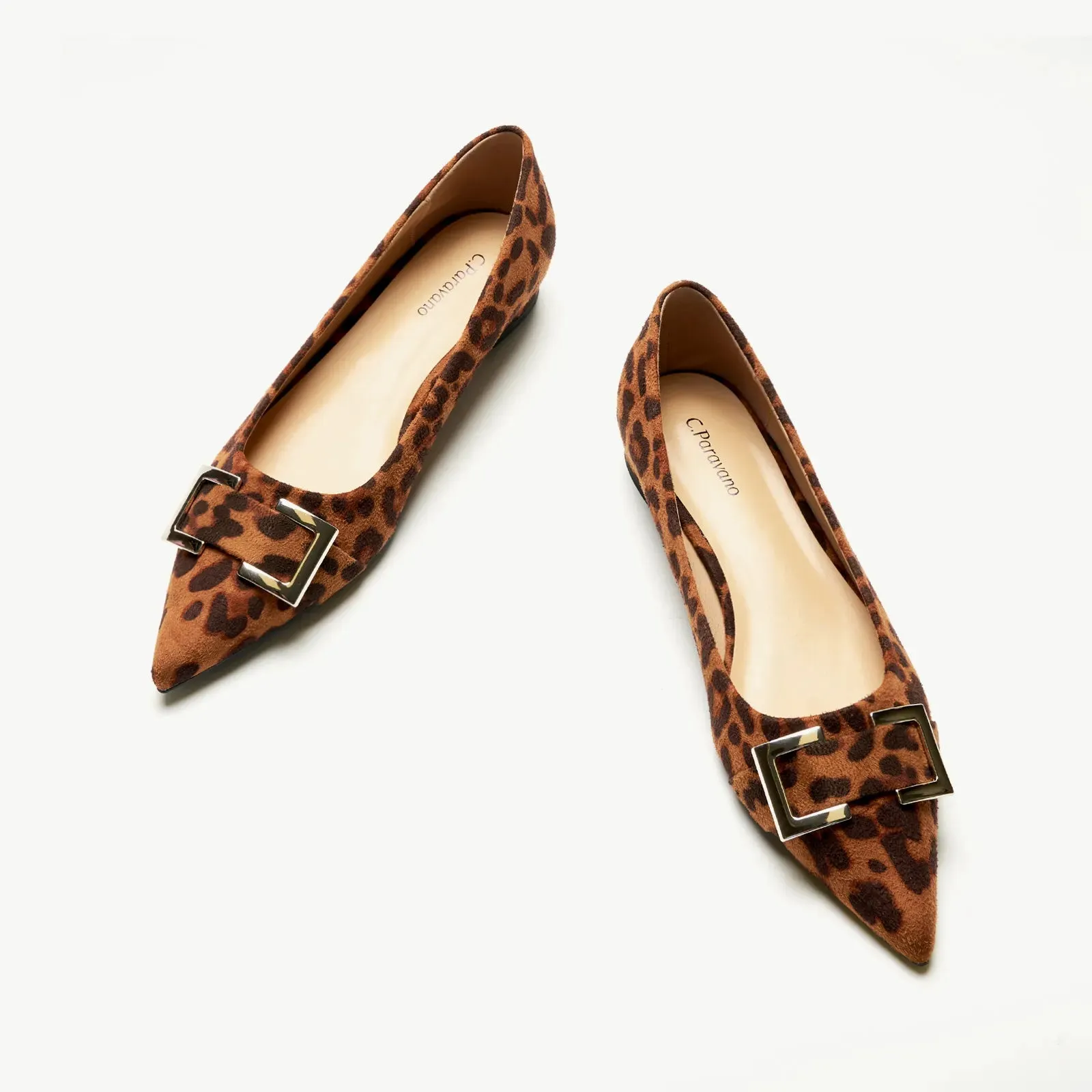 Metal Buckle Pointed Toe Flats (Aida)（SALE）