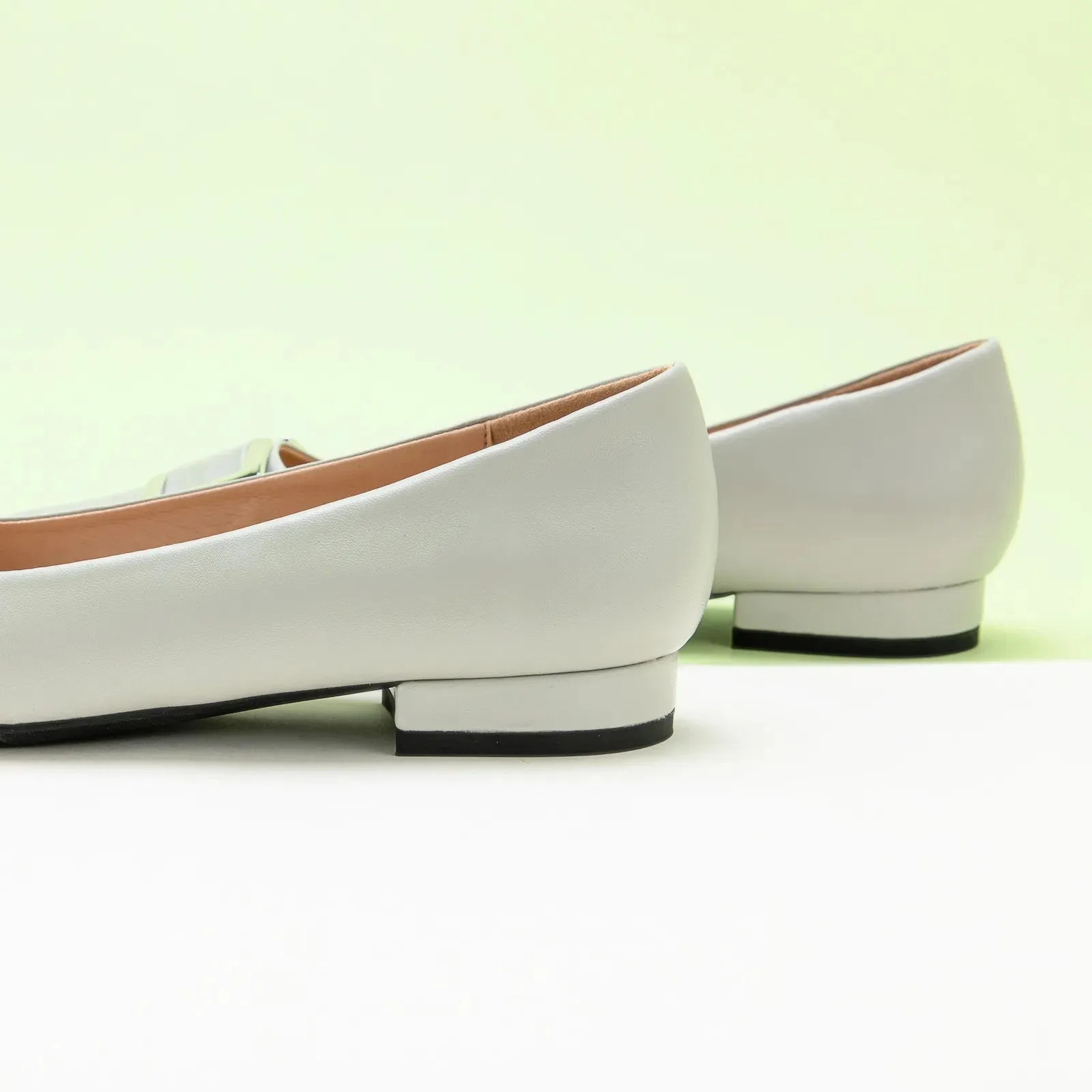 Metal Buckle Pointed Toe Flats (Aida)（SALE）