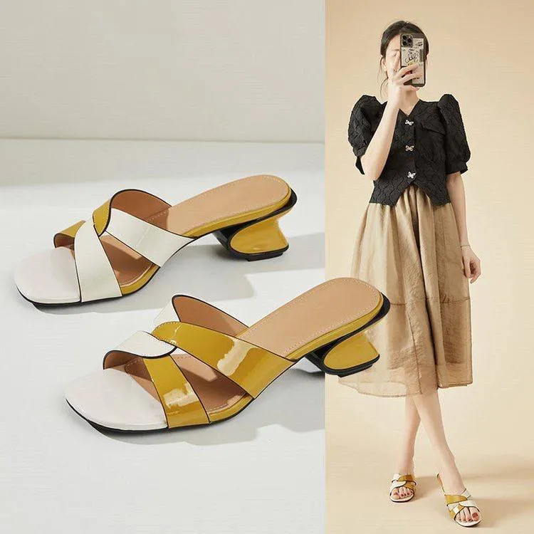 Modern Geometric Heel Sandals