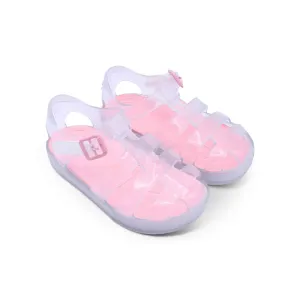 'Monaco' Girls Clear with Pink Jelly Sandals