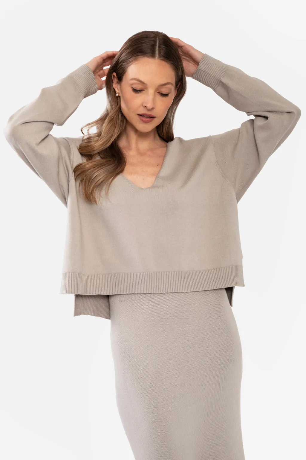 NATALIYA PENCIL SKIRT - CEMENT GREY