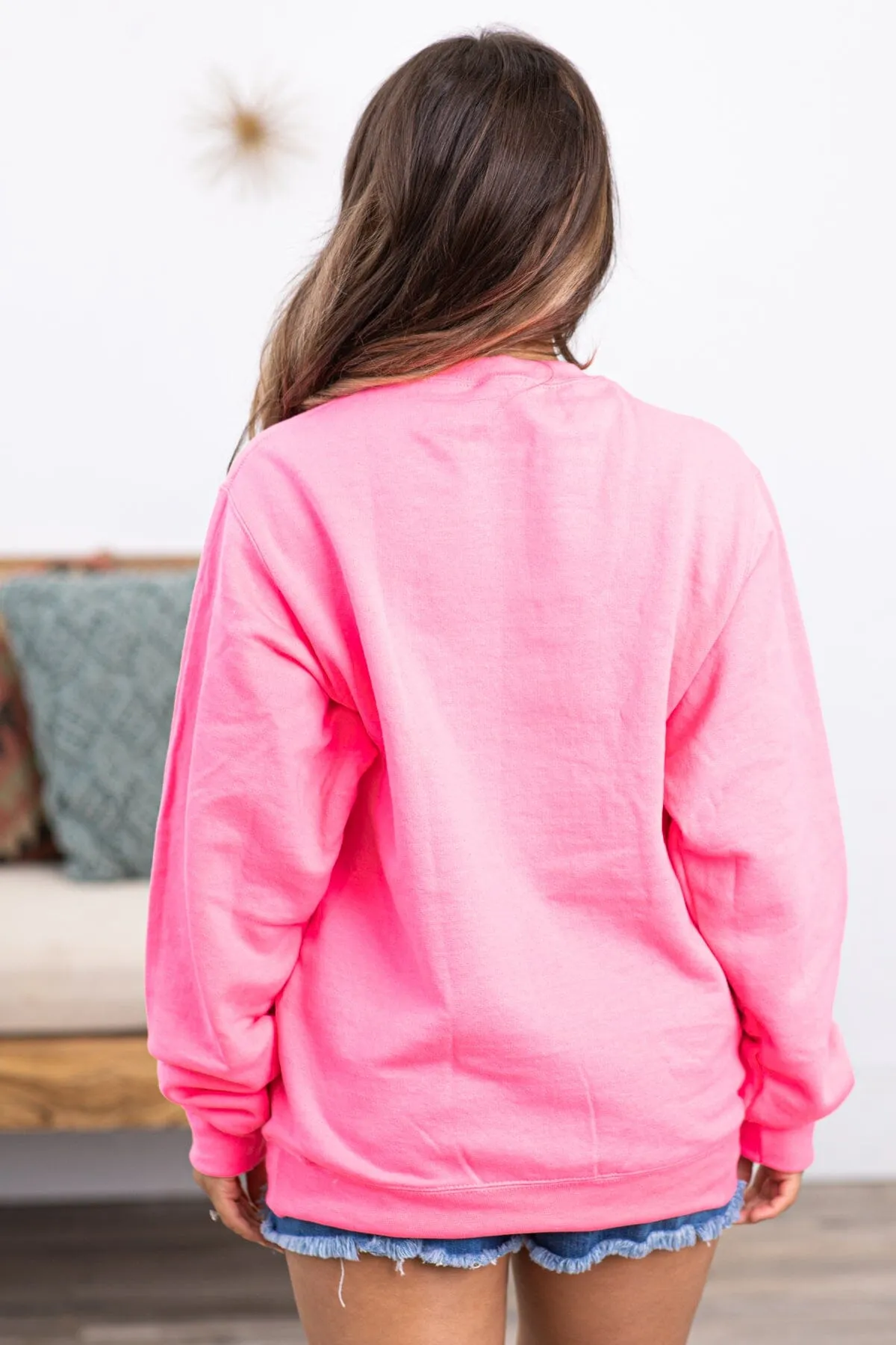 Neon Pink Weekend Vibes Graphic Sweatshirt