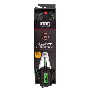 Ocean And Earth All Round Comp One-XT Leash - 6ft Black/Lime