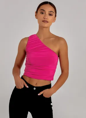 One Shoulder Ruched Slinky Top