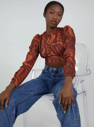 Open Back Marble Print Top