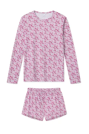 Pima Crew Long-Short Set in Dahlia Garden Floral