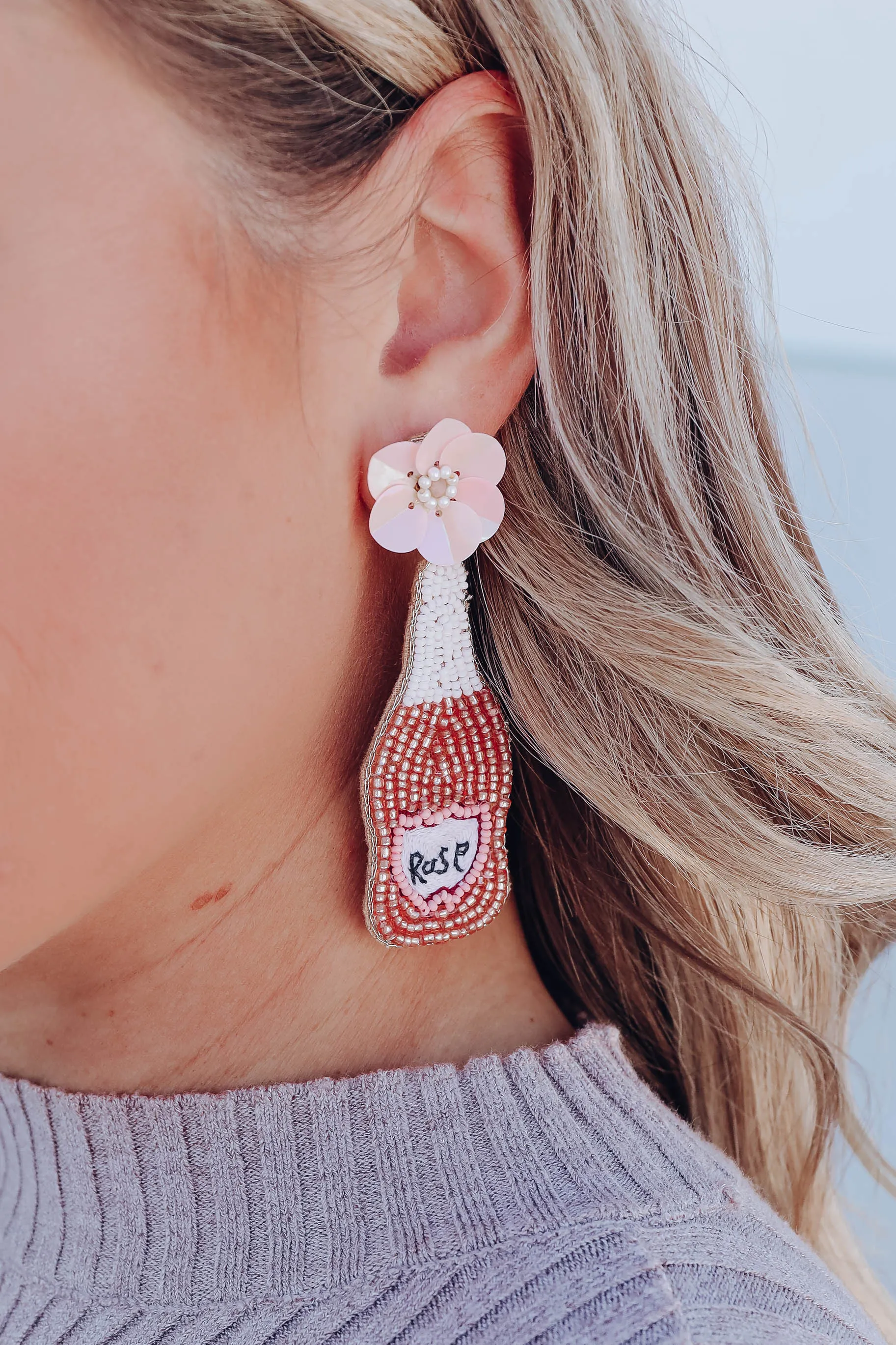 Pop The Bubbly Beaded Earrings - Pink