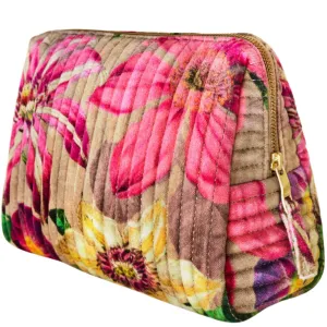 Powder Botanicals Quilted Printed Velvet Wash Bag